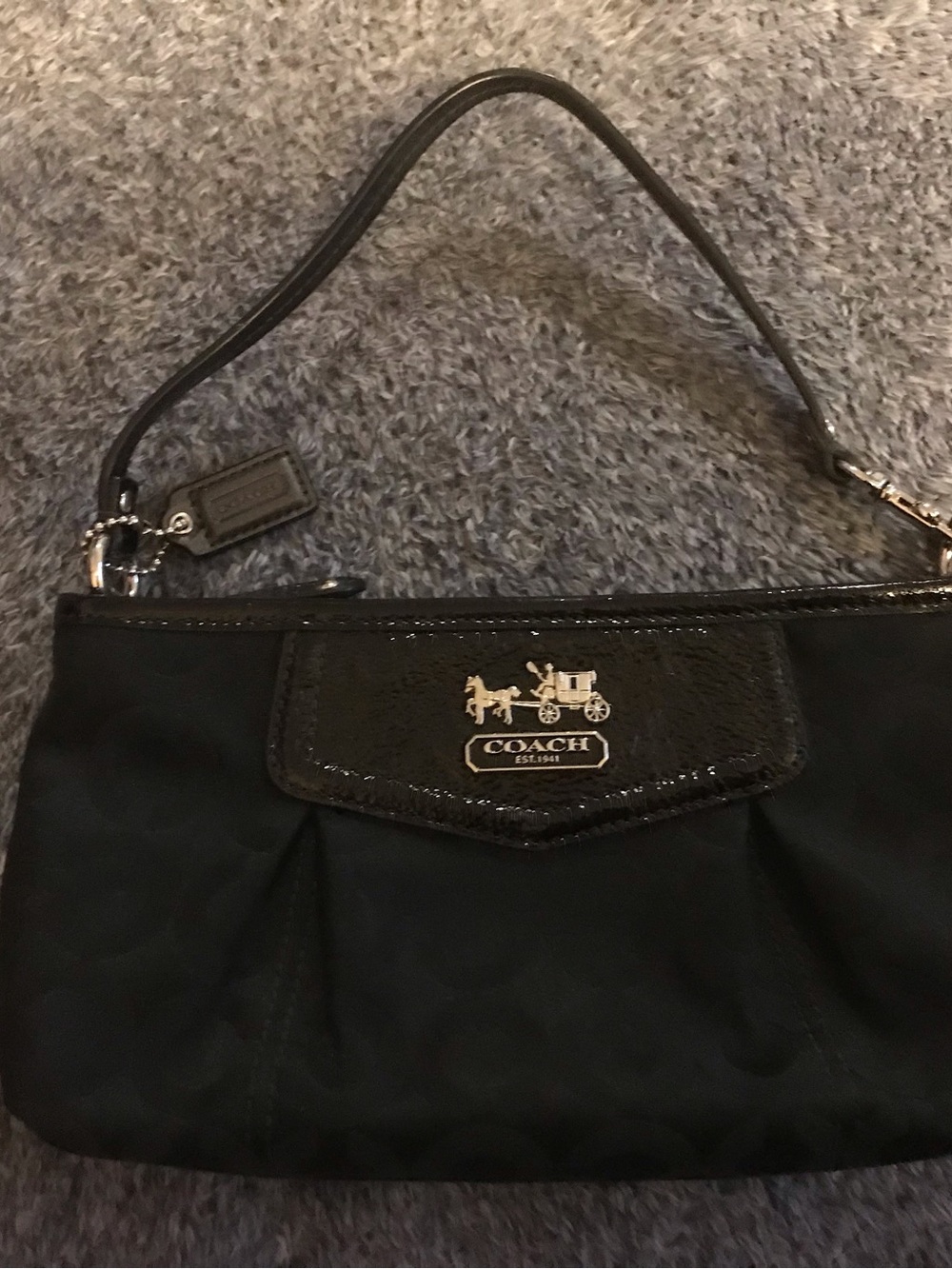 Coach Signature Wristlet  Logo Black Excellent Condition